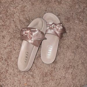 Pink Fenty Puma Slides with Satin Bows